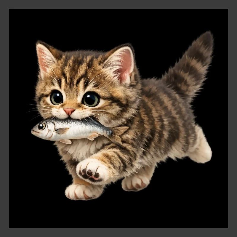 kitten has caught a fish