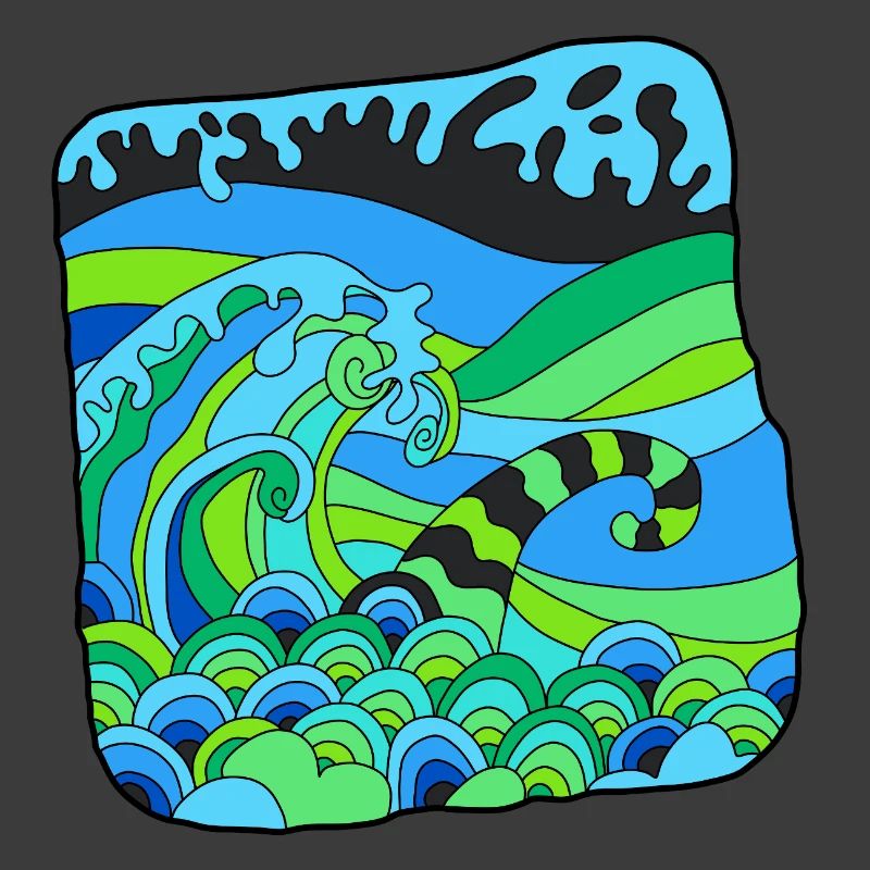 Green Deco Waves
