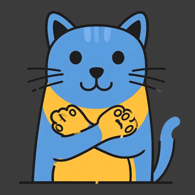 Blauer Katzenfreund Umarmte Pfoten