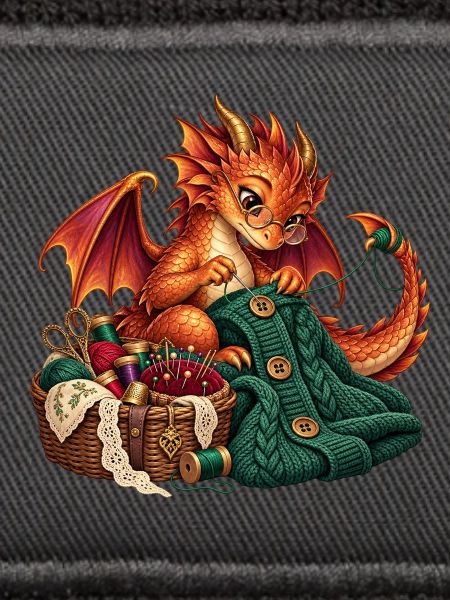 Strickender Drache mit Wolle