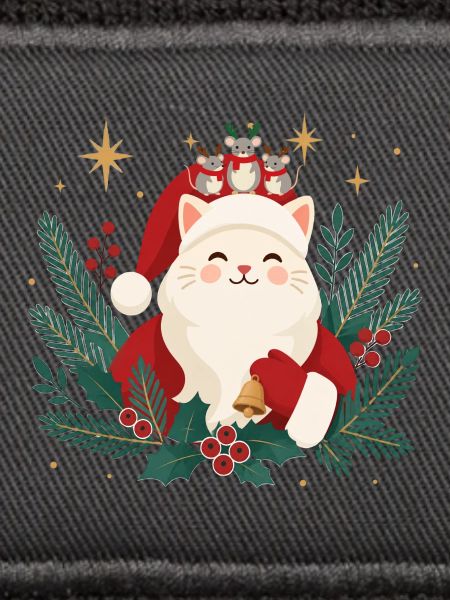 Weihnachtskatze mit Mäusen