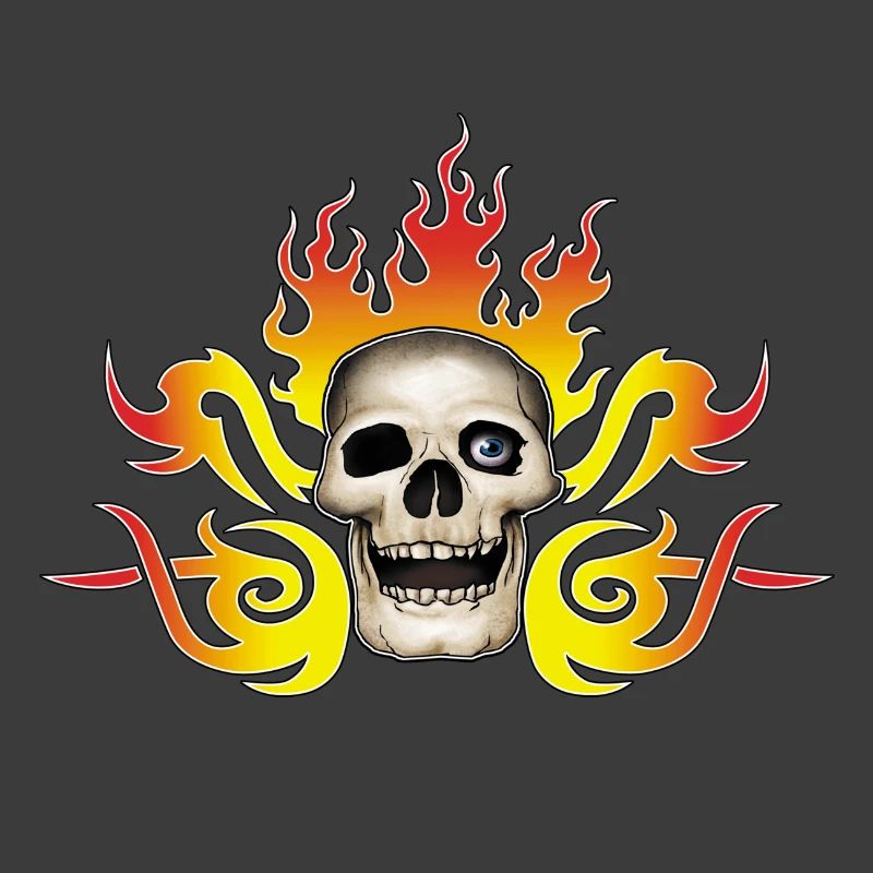 skull and flames