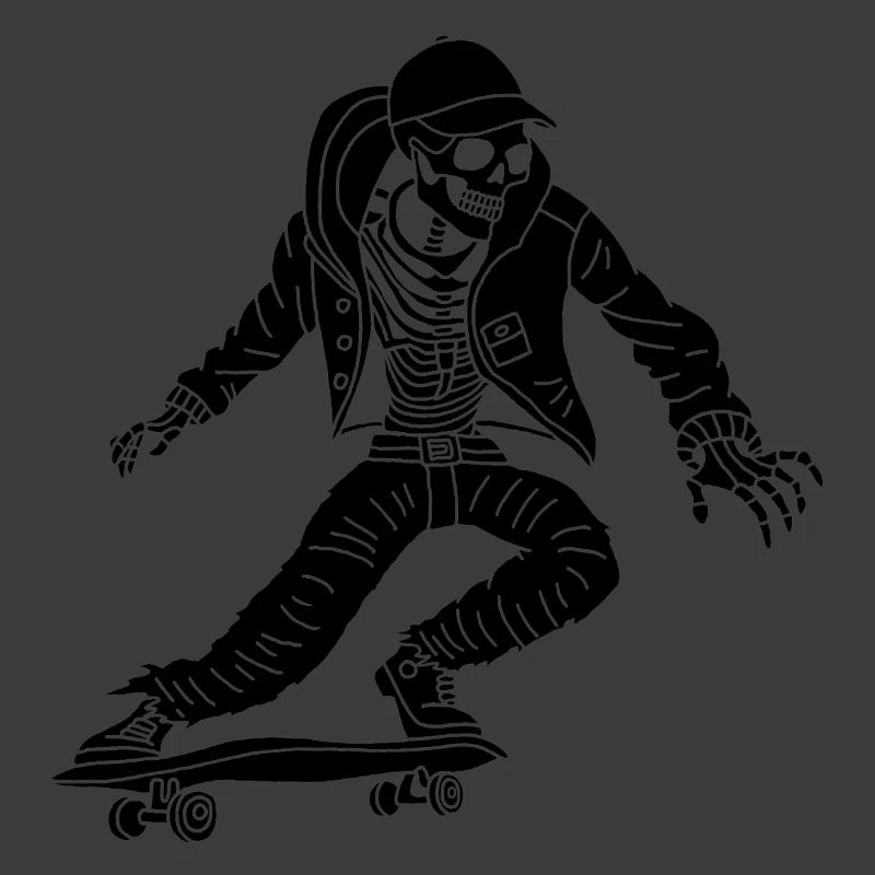 Black skeleton on skateboard