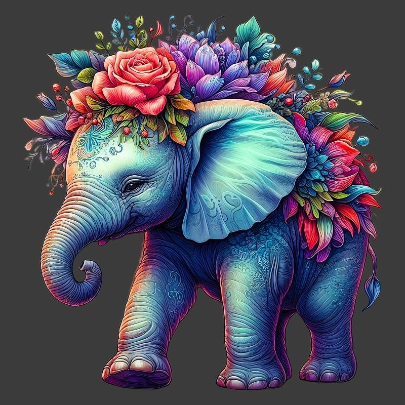 Elephant with Flowers