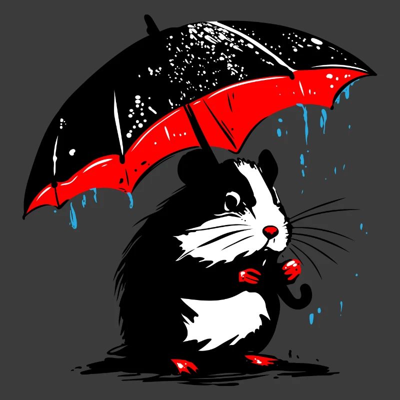Hamster mit Regenschirm – Schmuddelwetter