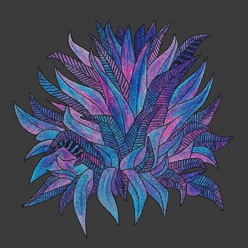 Purple Blue Leaf Pattern