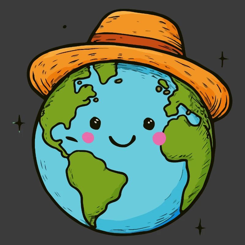 Kawaii Erde im Hut