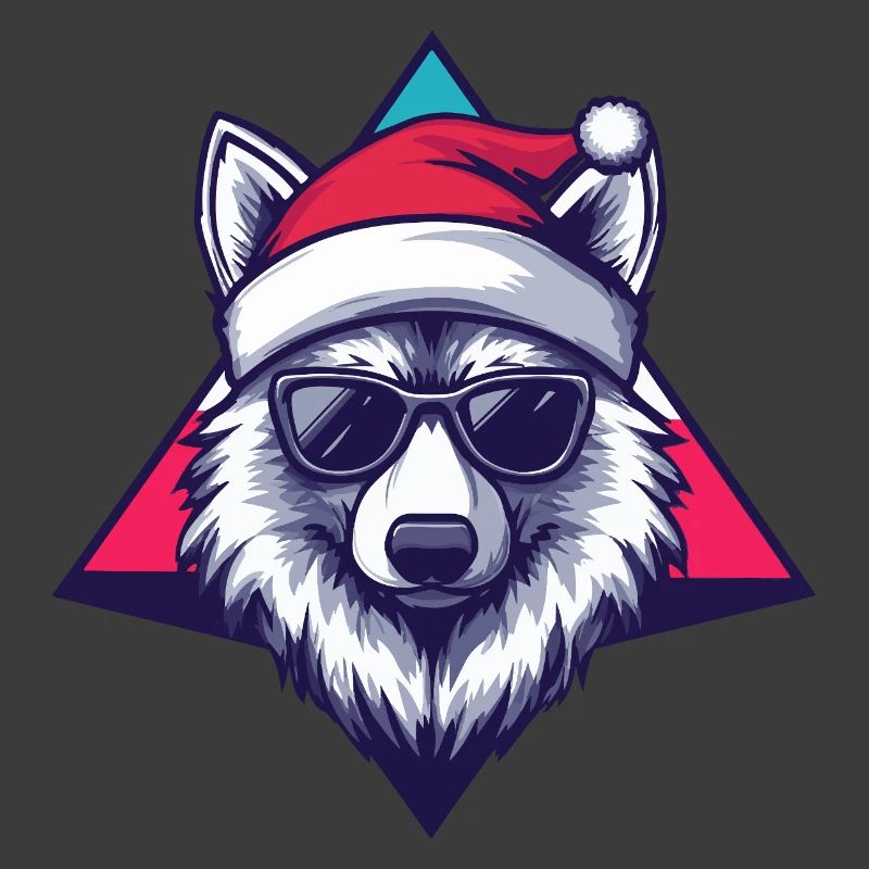 Weihnachtswolf mit Sonnenbrille