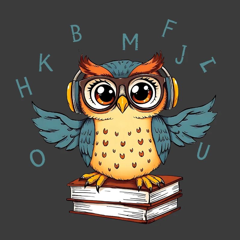 Eule auf Büchern