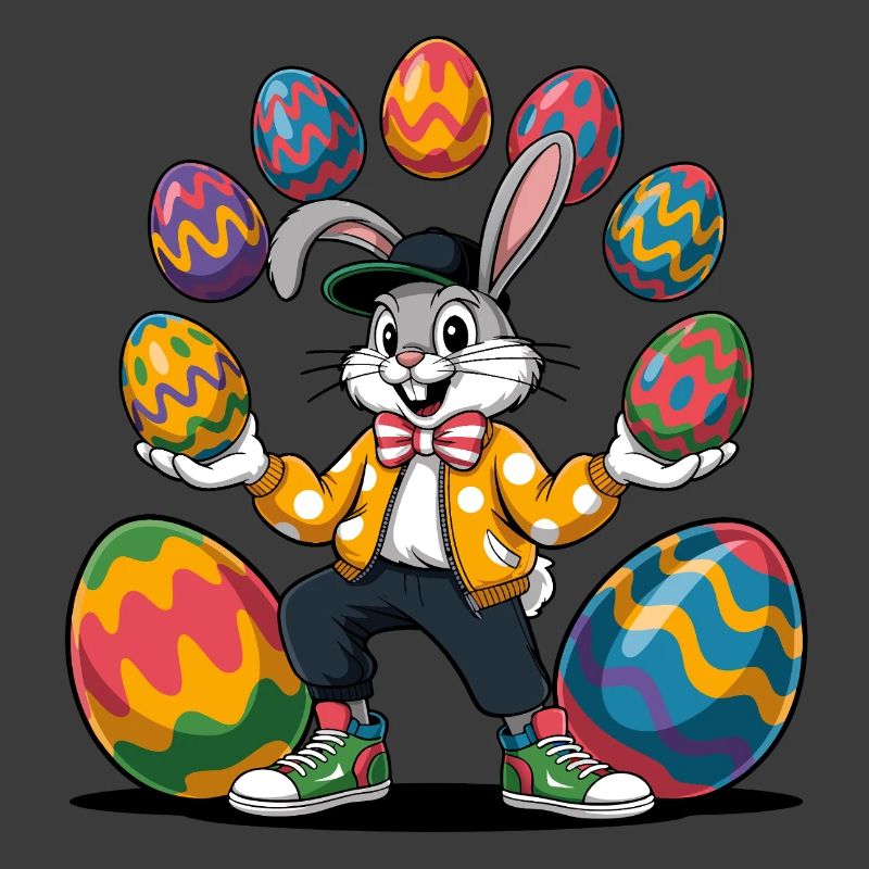 Osterhase mit bunten Eiern