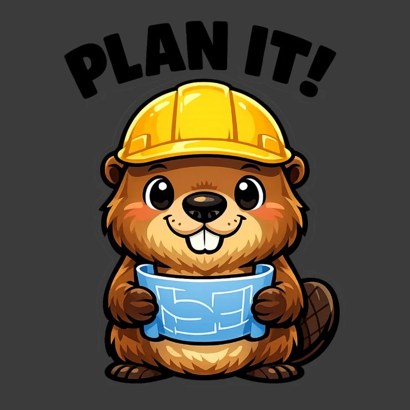 Bauheld Biber mit Plan