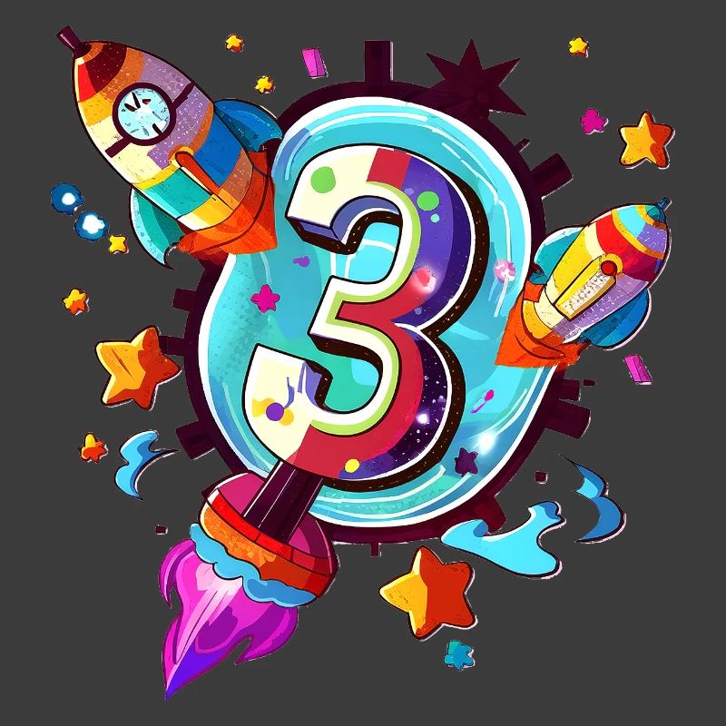 3rd Birthday Rocket Art