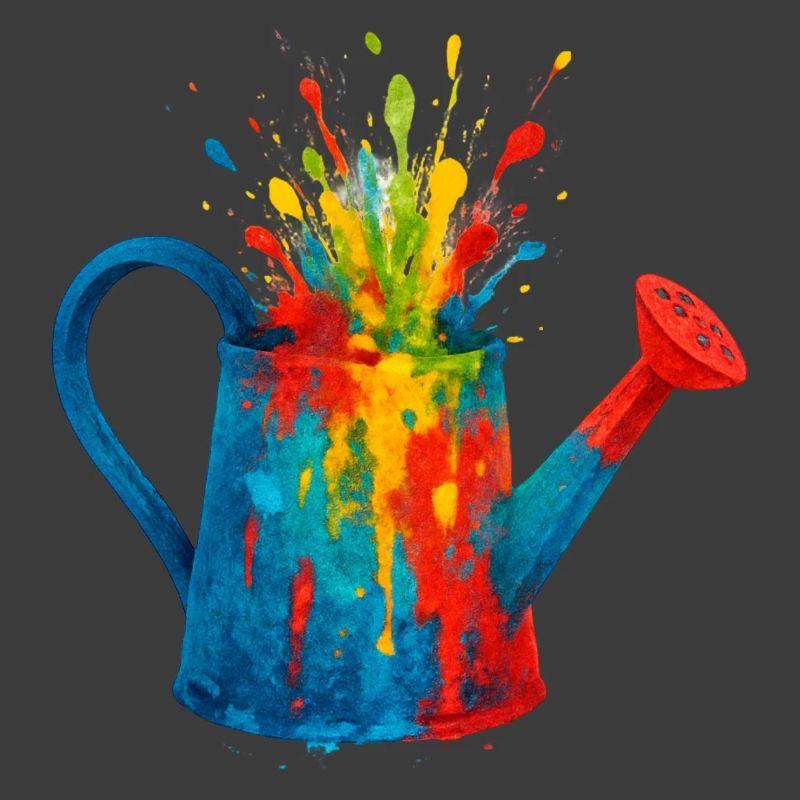 Gießkannenspritzer Aquarellmalerei Gartenarbeit