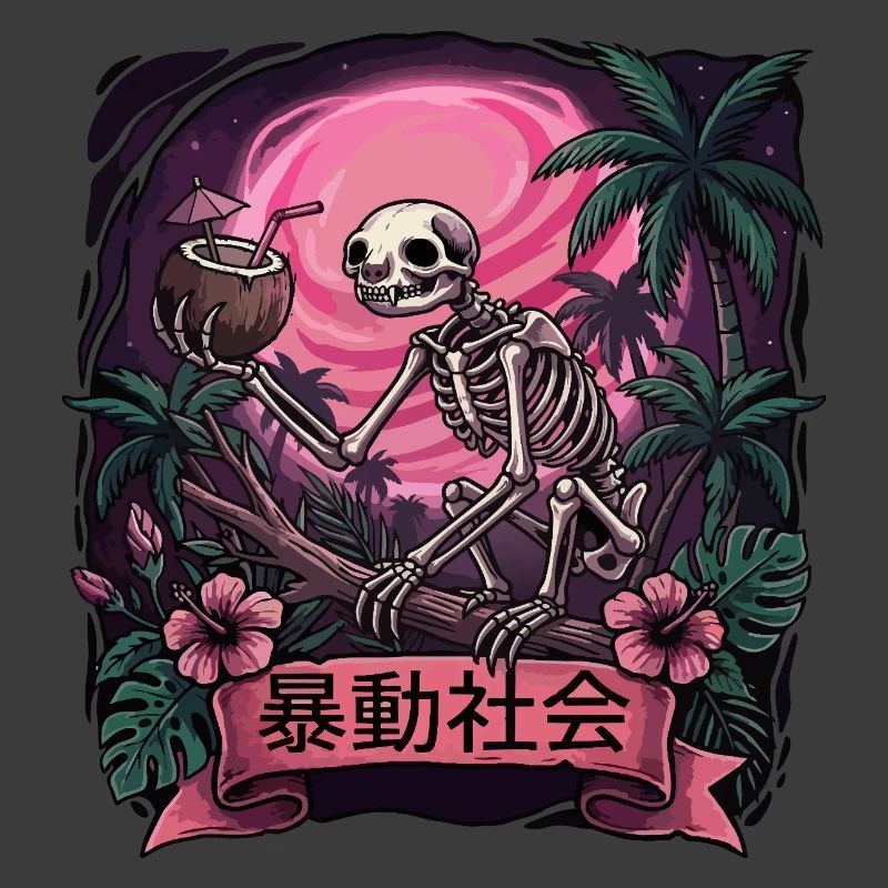 Skelettaffe Neonmond