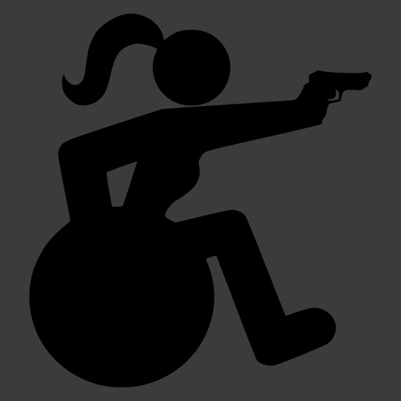 Schießendes Rollstuhlmädchen. Rollstuhlsportlerin *