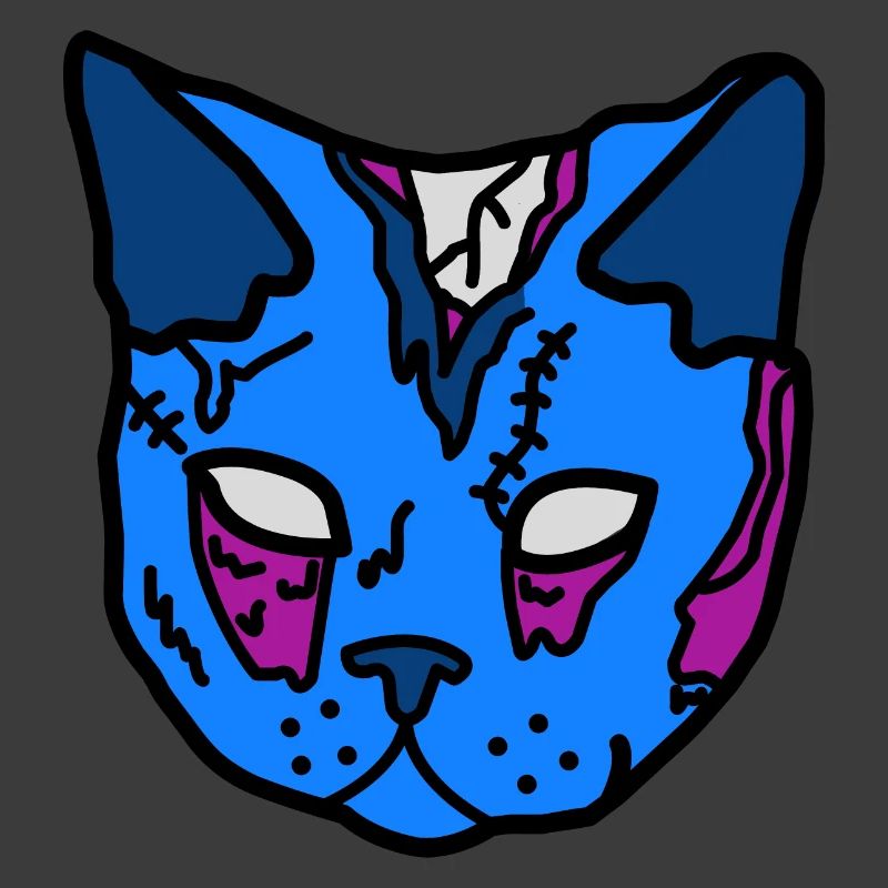 Masque de chat bleu patchwork