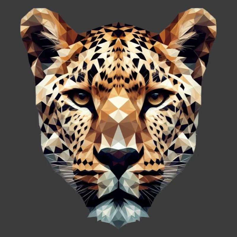Ein Leopardenkopf im Polygon-Stil