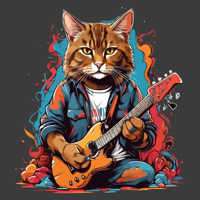 Katze mit Gitarre