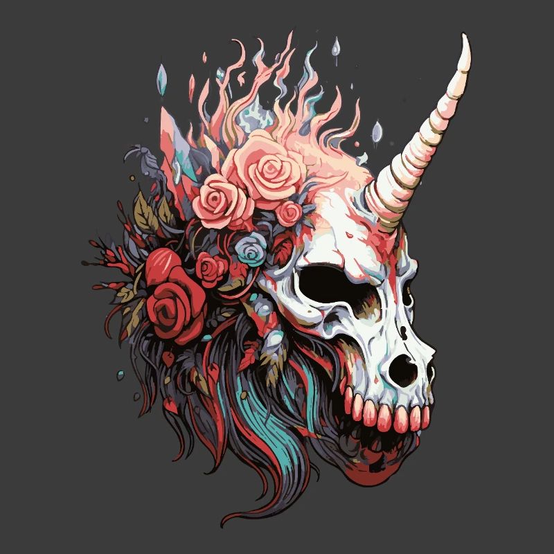 Einhornschädel mit Blumen 