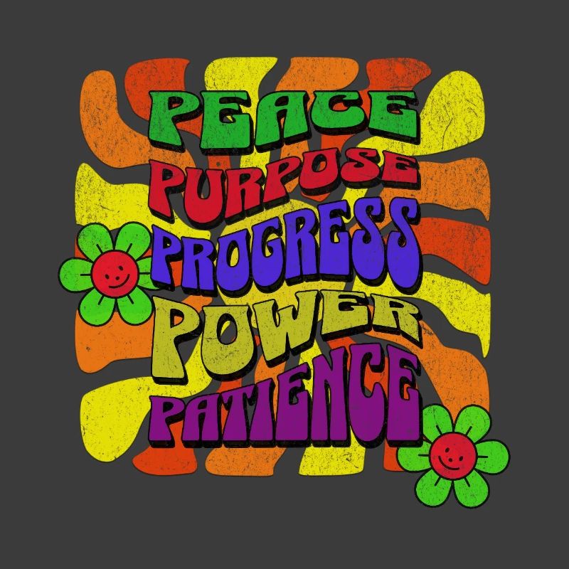 Paix Objectif Progrès Puissance Patience Rétro Design
