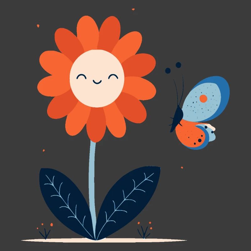 lachende Blume mit Schmetterling