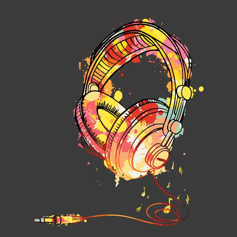 Bunte Kopfhörer-Splash-Illustration