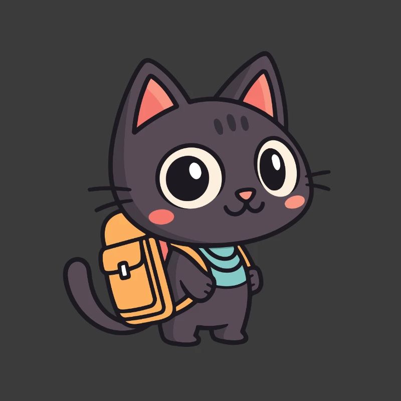 Süße Entdeckerkatze mit Schultasche