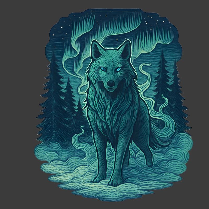 Nordlicht-Wolf im Wald