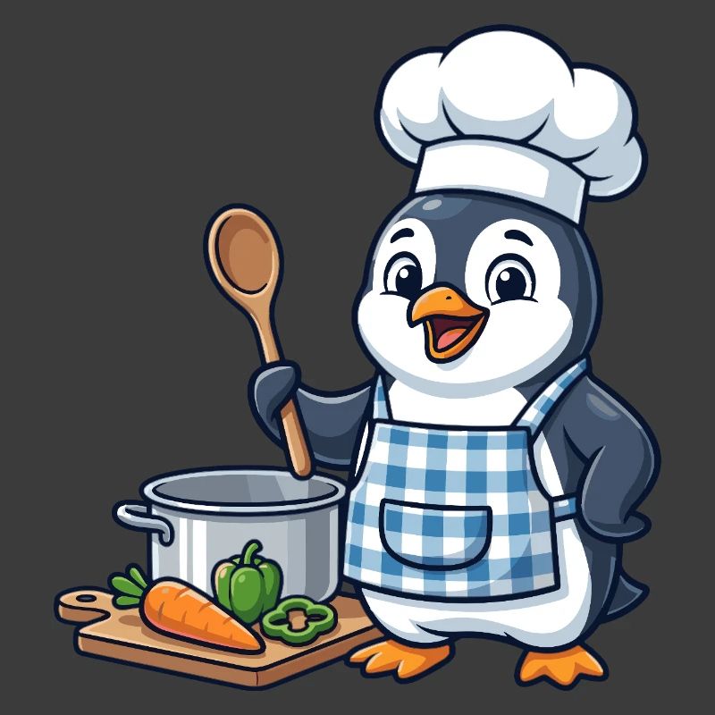 Pinguin Chef Gemüsekochen