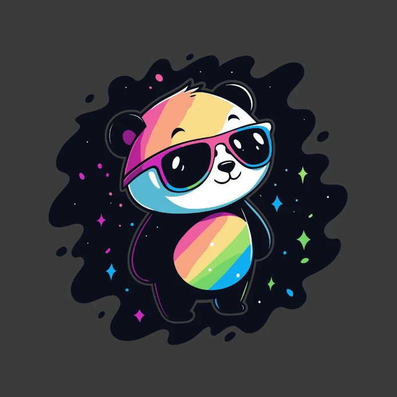 Panda arc-en-ciel galaxie lunettes cool