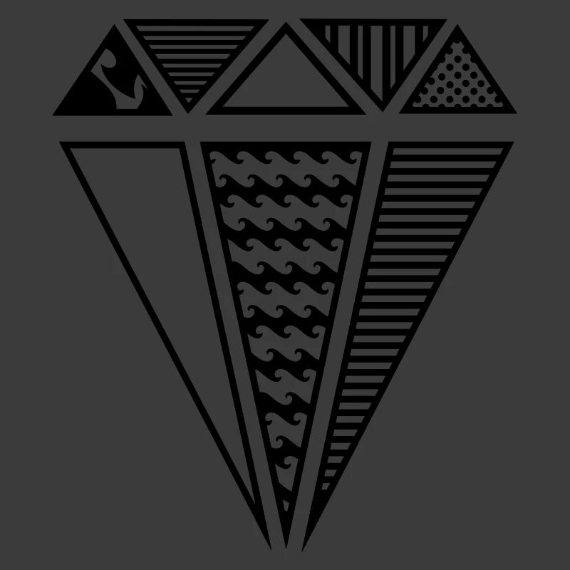 A shape of a diamond with different patterns