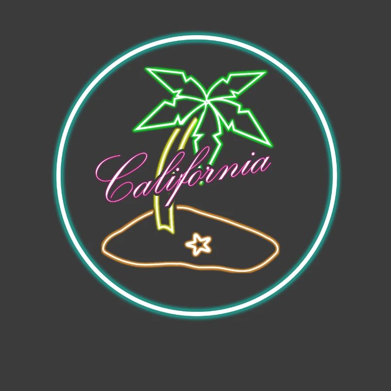 California Palm Tree Bright Neon Glowing Effect