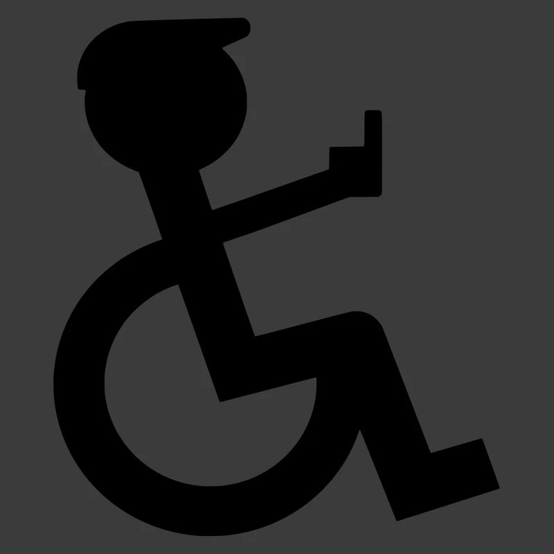 Rollstuhlfahrer zeigt Mittelfinger #