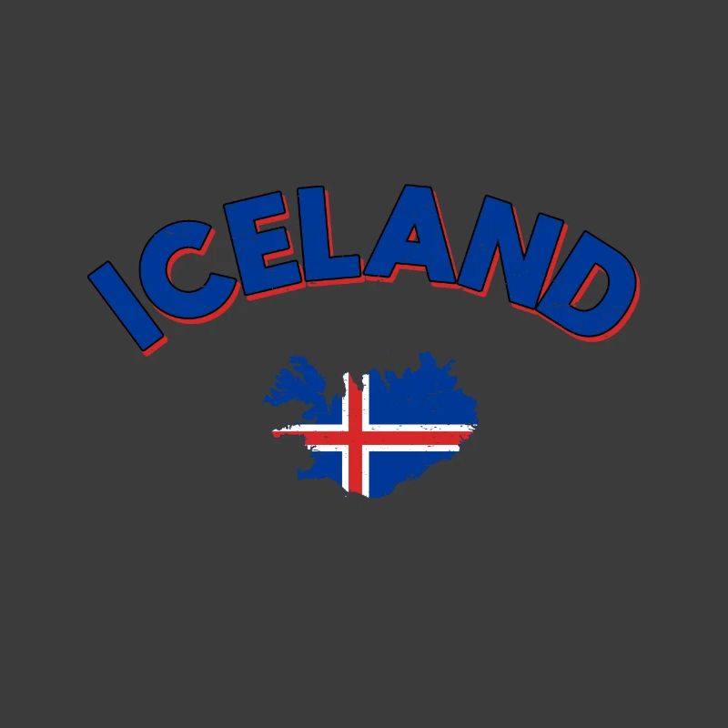 Isländische Flagge über Kartenumriss