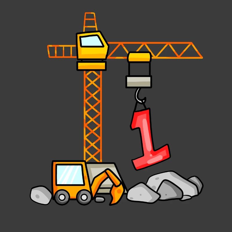 Kinder Geburtstagsshirt Bagger 1 Junge Baustelle 1