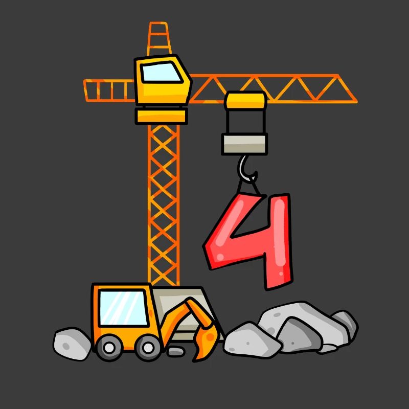 Kinder Geburtstagsshirt Bagger 4 Junge Baustelle 4