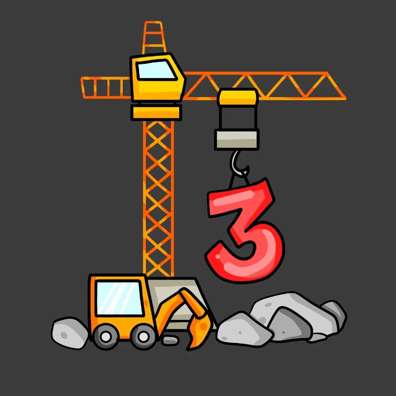 Kinder Geburtstagsshirt Bagger 3 Junge Baustelle 3