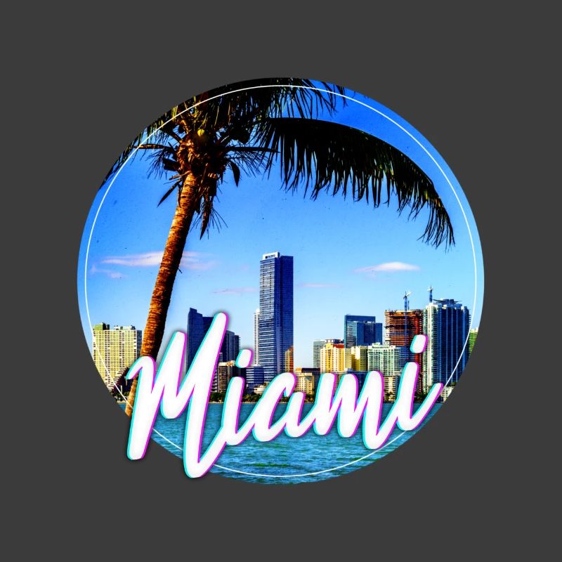 Miami Neon Palmen Skyline