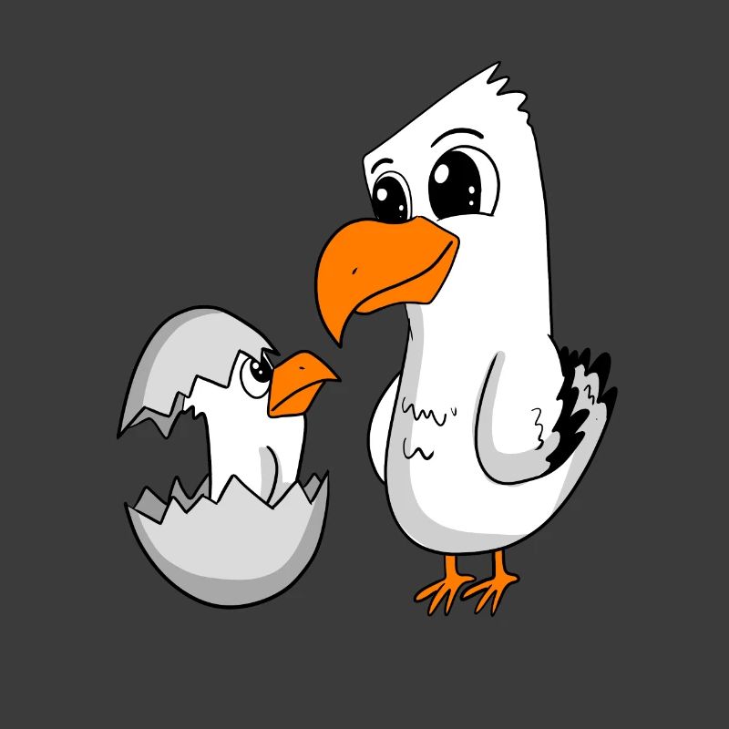 Seagull with baby Seagull