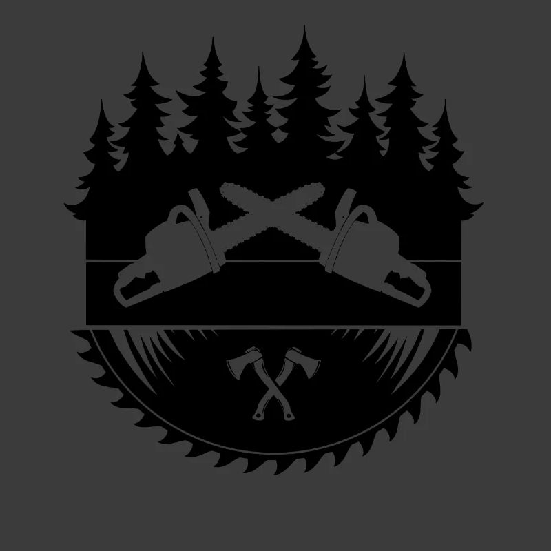 Holzfäller Kettensäge Axt Logo