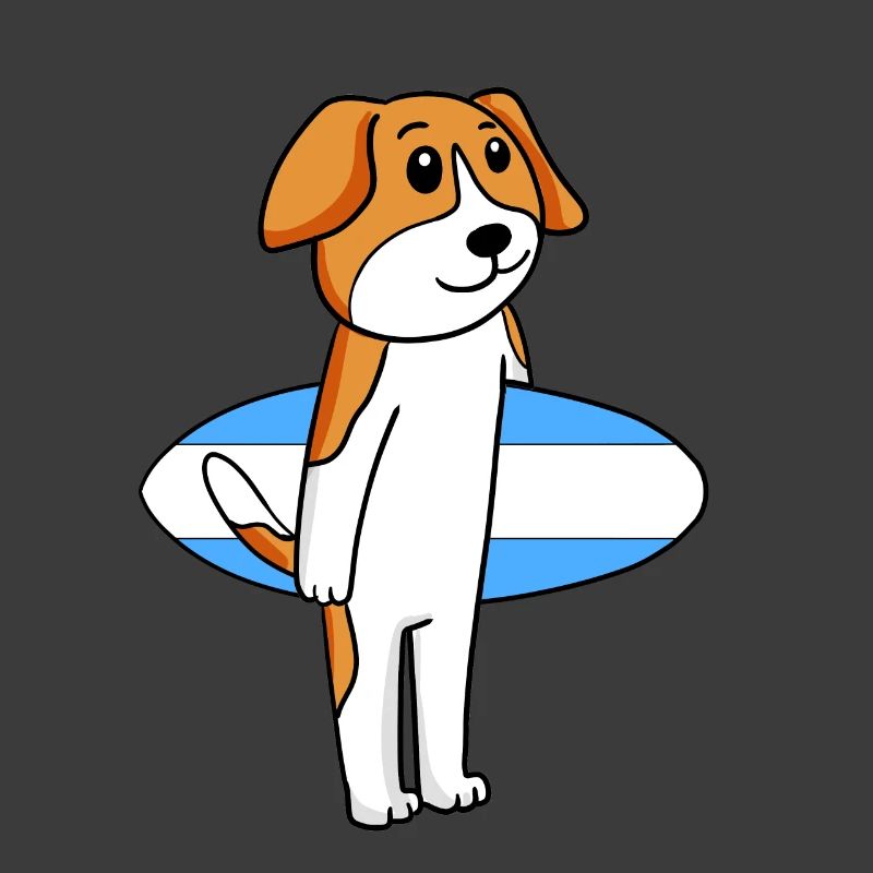 Surfboard Hund Beagle Surfen Geschenk
