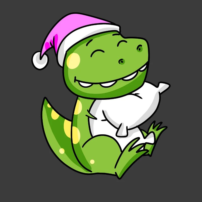 Dinosaur with pillow and sleeping cap