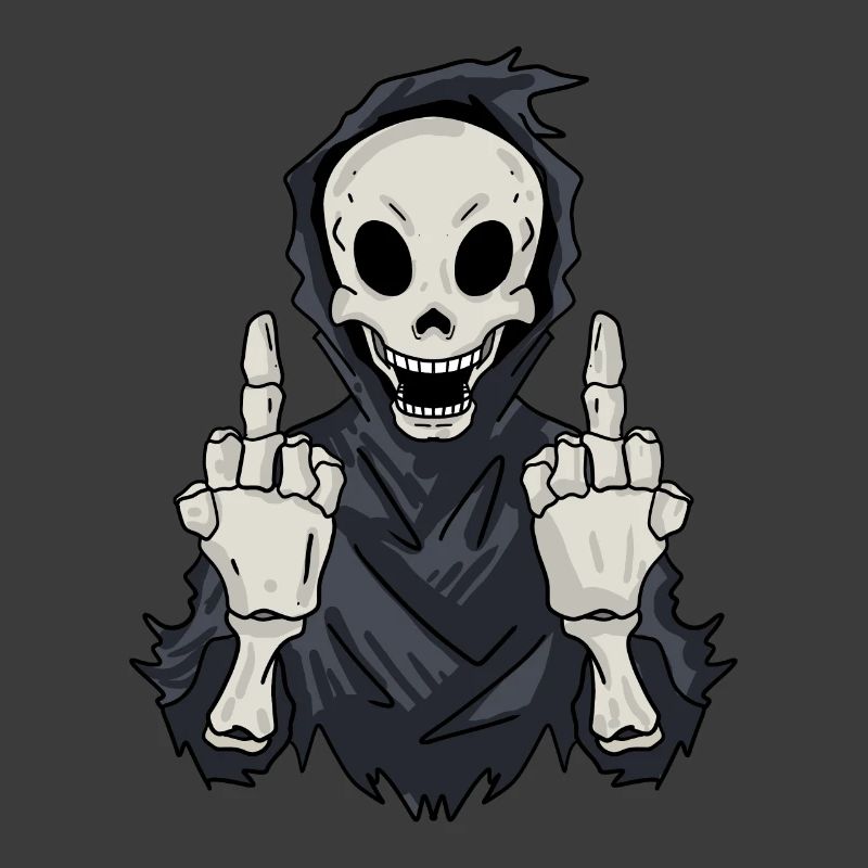 Sensenmann zeigt Mittelfinger
