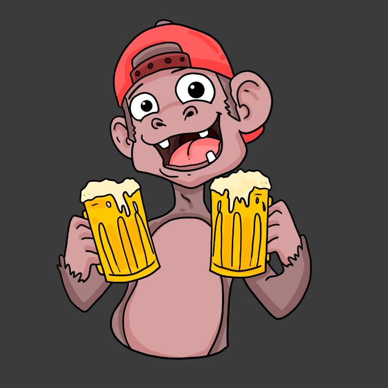 Affe mit Biergläser