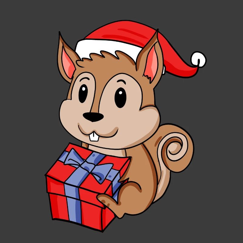Bébé écureuil de Noël avec cadeau