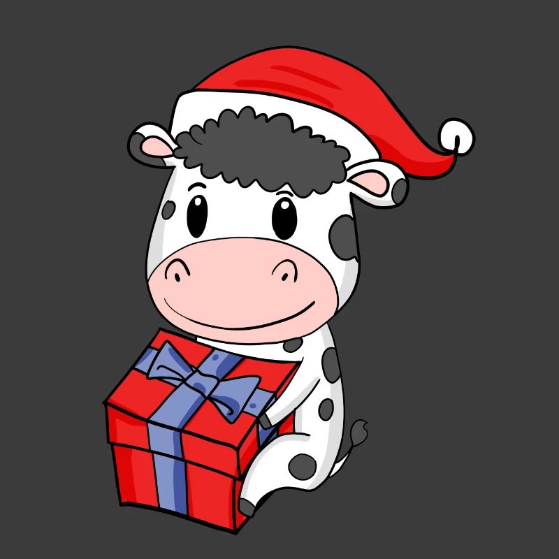 Vache de Noël Bébé avec cadeau