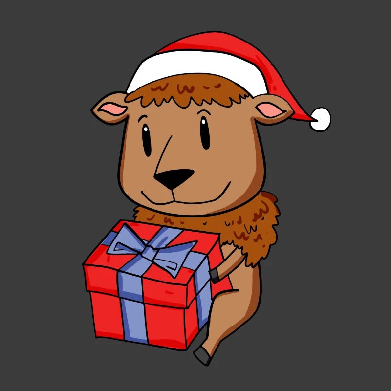 Bison de Noël Bébé avec cadeau