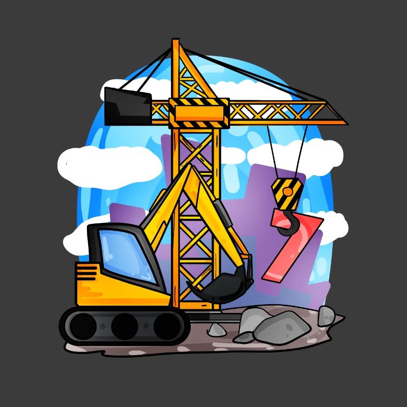 7. Geburtstag 7 Jahre Kran Baustelle Bagger Junge