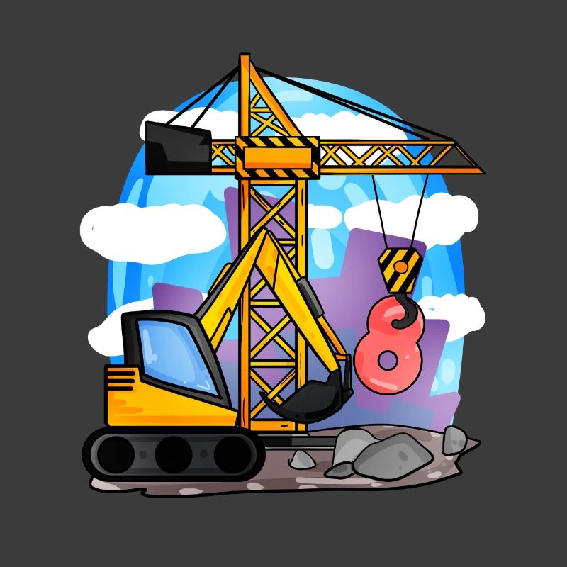 8. Geburtstag 8 Jahre Kran Baustelle Bagger Junge