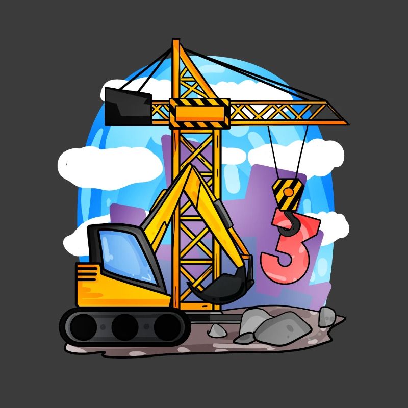 3. Geburtstag 3 Jahre Kran Baustelle Bagger Junge